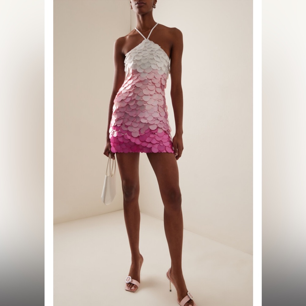 Des Phemmes Exclusive Paillette-Sequined Mesh Halter Mini Dress- Moda Operandi